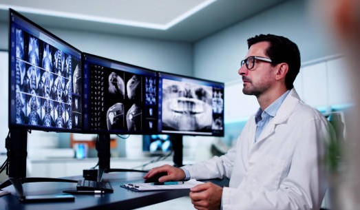 Dentist with patient